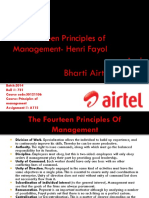 Bharati Airtel and Fayol S Principal