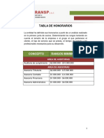 Tabla de Honorarios