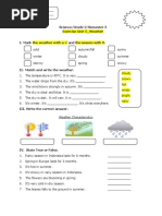 Science/Grade 2/semester 2 Exercise Unit 5 - Weather I. Mark The Weather With A and The Season With X