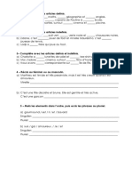 Ficha Formativa - Les Articles Définis Et Indéfinis