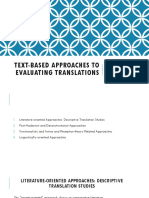 Text-Based Approaches To Evaluating Translations