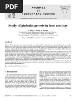 Study of Pinholes Genesis in Iron Castings: Archives of Foundry Engineering