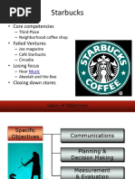 Starbucks: - Core Competencies - Failed Ventures