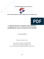 La Protection Du Conjoint Par Le Régime Matrimonial Légal en France Et en Russie