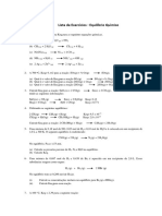 Lista Exercícios - Equilíbrio Químico