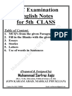 Revised English 5th Class Notes