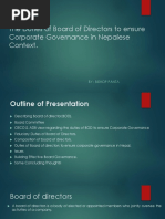 The Duties of Board of Directors To Ensure Corporate Governance in Nepalese Context