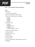 01 - LUMINOTECNIA - TEMA 1 Luz e Iluminación. Conceptos Generales.