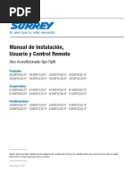 Manual de Instalación, Usuario y Control Remoto: Aire Acondicionado Tipo Split