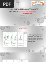 Ee101: Engineering Mechanics: Reactions, F.B.D. of Structure, Distributed Load