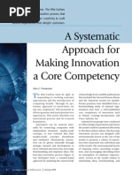 A Systematic Approach For Making Innovation A Core Competency