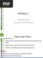 Physics-2: Meeting 14&15 Quantum of Atom Model