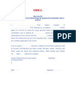 Form 12: (See Rule 34) Application For Licence To Import Drugs For Purpose of Examination, Test or Analysis