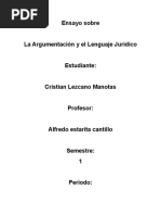 Ensayo Sobre Argumentación y El Lenguaje Jurídico