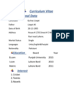 Curriculum Vitae Personal Data: Interest