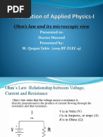 Presentation On Ohm's Law and Its Microscopic View