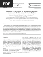 Vitreous Sio - Cao Coatings On Ti6Al4V Alloys: Reactivity in Simulated Body Uid Versus Osteoblast Cell Culture