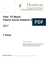 Year 10 Music Yearly Aural Analysis Exam: Heathcote