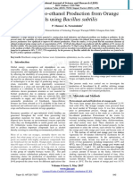 Studies On Bio-Ethanol Production From Orange Peels Using Bacillus Subtilis