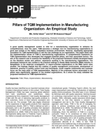 Pillars of TQM Implementation in Manufacturing Organizationan Empirical Study