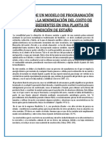 Aplicación de Un Modelo de Programación Lineal para La Minimización Del Costo de Uso de Ingredientes en Una Planta de Fundición de Estaño