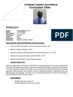 Curriculum Vitae: Ajetomobi Joseph Olayiwola