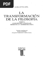 Apel, Karl-Otto - La Transformación de La Filosofía. Tomo I PDF