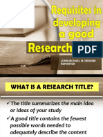 Requisites in Developing A Good Research Title