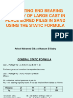 Evaluating End Bearing Capacity of Large Cast in Place Bored Piles in Sand Using The Static Formula