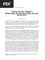 Hardy, "Parks For The People": Reforming The Boston Park System, 1870-1915