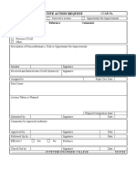 8.5.1 Corrective Action Form