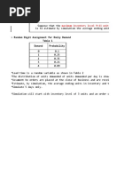 Problem: Maximum Inventory Level M 11 Units Review Period N 5 Days