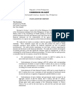 Commission On Audit: Commonwealth Avenue, Quezon City, Philippines State Auditor'S Report The Secretary