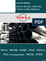 Aiqsa Tuberia PP PVC PVC-C Pehd PVDF Plancha