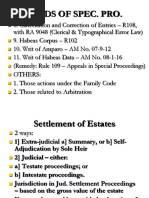 Kinds of Spec. Pro.: Others: 1. Those Actions Under The Family Code 2. Those Related To Arbitration