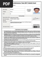 Common Admission Test 2017 Admit Card