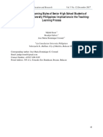 Assessing The Learning Styles of Senior High School Students of La Consolacion University Philippines: Implications in The Teaching - Learning Process