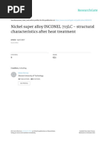 Nickel Super Alloy INCONEL 713LC - Structural Characteristics After Heat Treatment