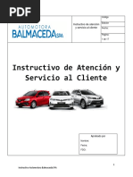 Instructivo de Atención y Servicio Al Cliente Formato