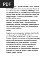 Alcoholes Usos y Aplicaciones en La Vida Cotidiana