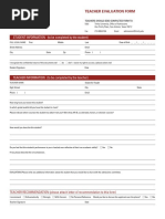 Trinity University Teacher Evaluation Form