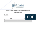 Road Relay Alam Sports Month 2018 Entry Form Class