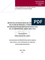 Mejora de Los Resultados Del Proceso de Selección de Personal A Través de La Estandarización de Perfiles de Puesto Tipo en Las Empresas Del Grupo Analytica