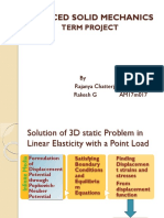 Advanced Solid Mechanics - Solution of 3D Static Problem in Linear Elasticity With A Point Load