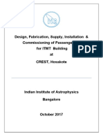 Design, Fabrication, Supply, Installation & Commissioning of Passenger Lift For ITMT Building at CREST, Hosakote