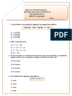 Prueba Diagnostico Matematica 6to