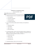 Assignment #3 Hypothesis Testing