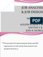 Job Analysis & Job Design: Presented By, Agilesh Kumar V M Kavitha V K Josu K George