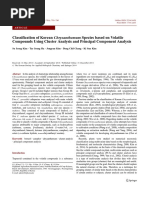 Classification of Korean Chrysanthemum Species Based On Volatile Compounds Using Cluster Analysis and Principal Component Analysis