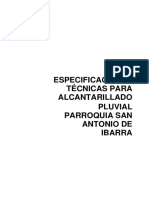 Especificaciones Técnicas para Alcantarillado Pluvial Parroquia San Antonio de Ibarra